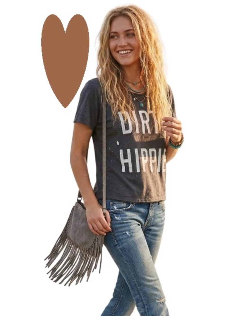 Jaded Gypsy Dirty Hippie Tee L/XL NWT *BROWN